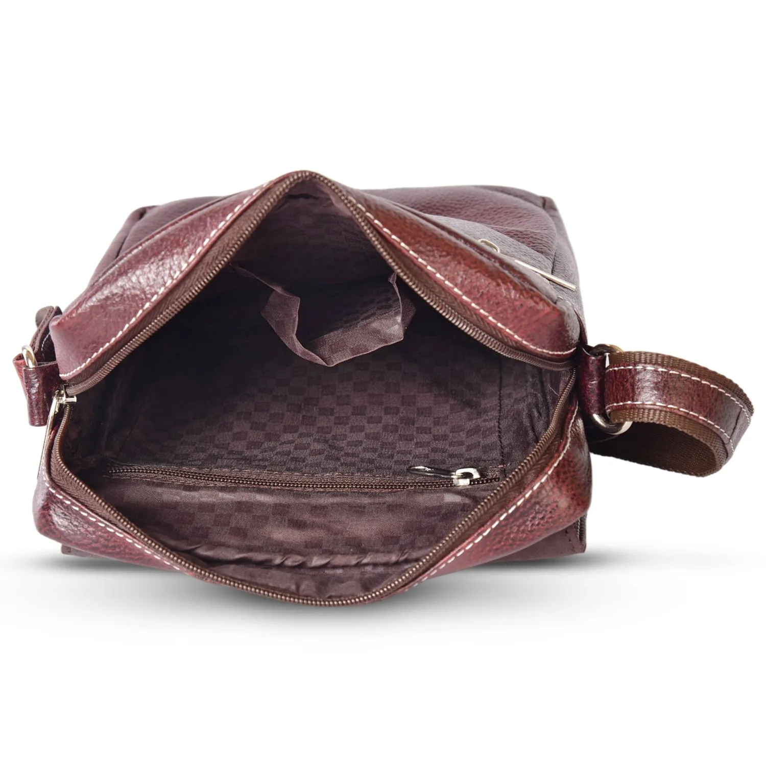 Leather Messenger Bag 36813 (BROWN)