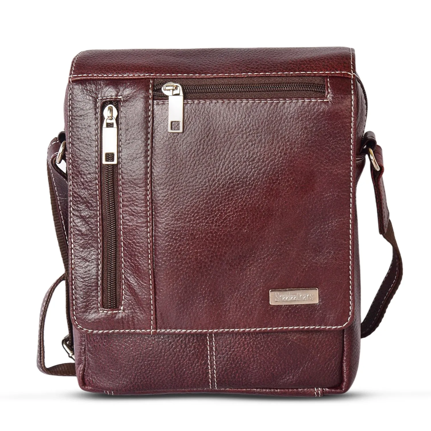 Leather Messenger Bag 36813 (BROWN)