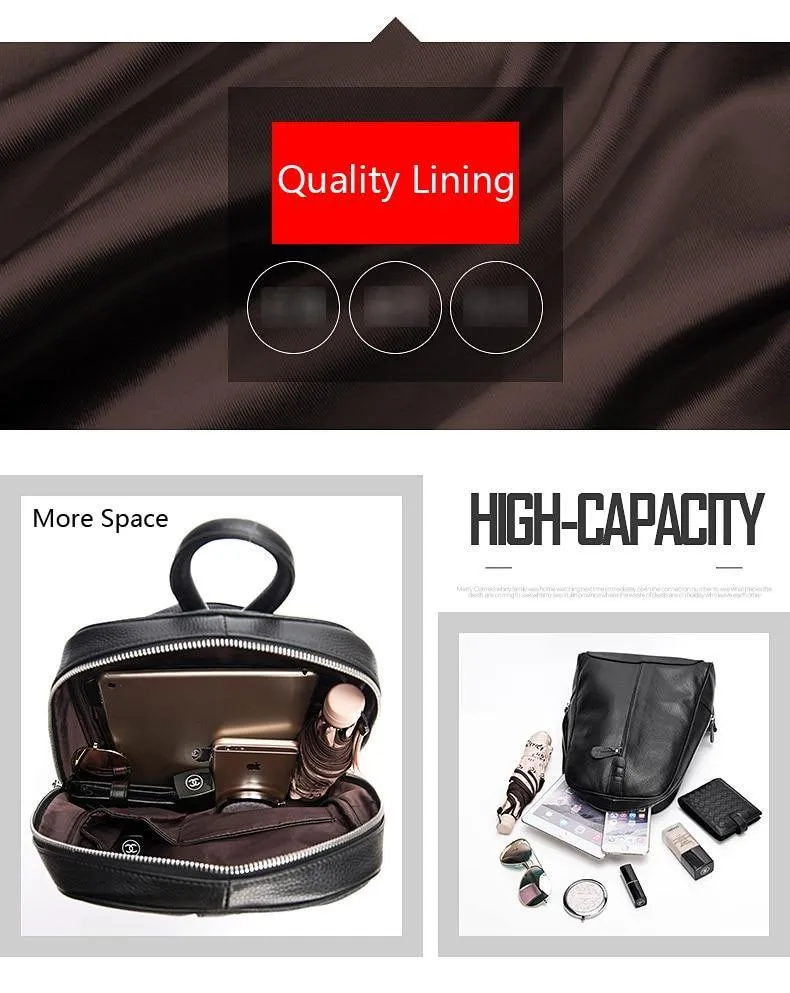 Leather Women Backpack Casual Travel Back Pack Bag Preppy Style Girl's Laptop Schoolbag