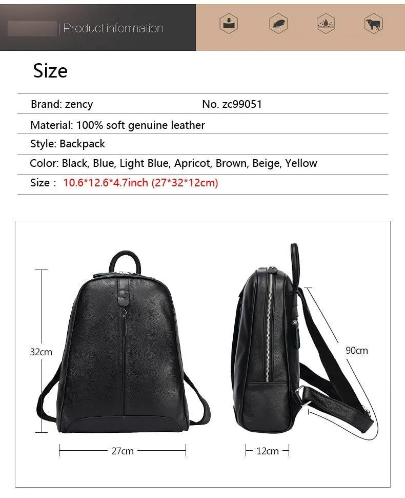 Leather Women Backpack Casual Travel Back Pack Bag Preppy Style Girl's Laptop Schoolbag