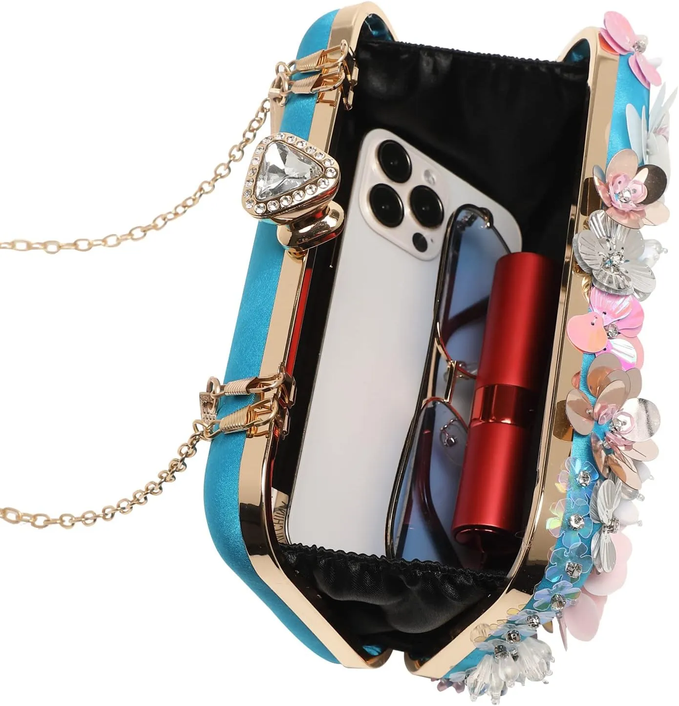 LETODE Flower Clutch Purse Evening Bag for Women Formal Party Handbag Chain Strap Shoulder Bag