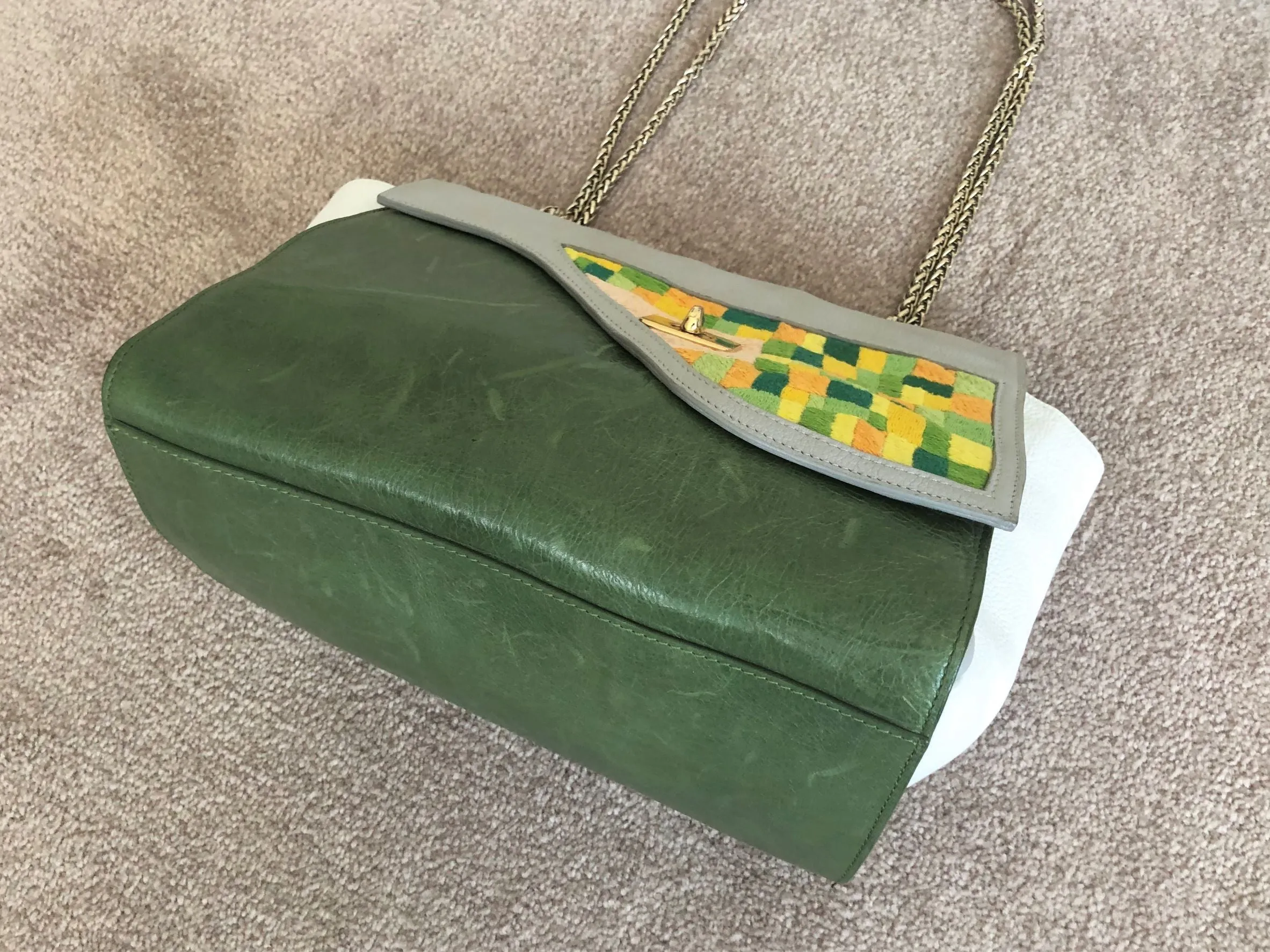 Lidia May Color Block Leather Cross Body Bag - RARE!