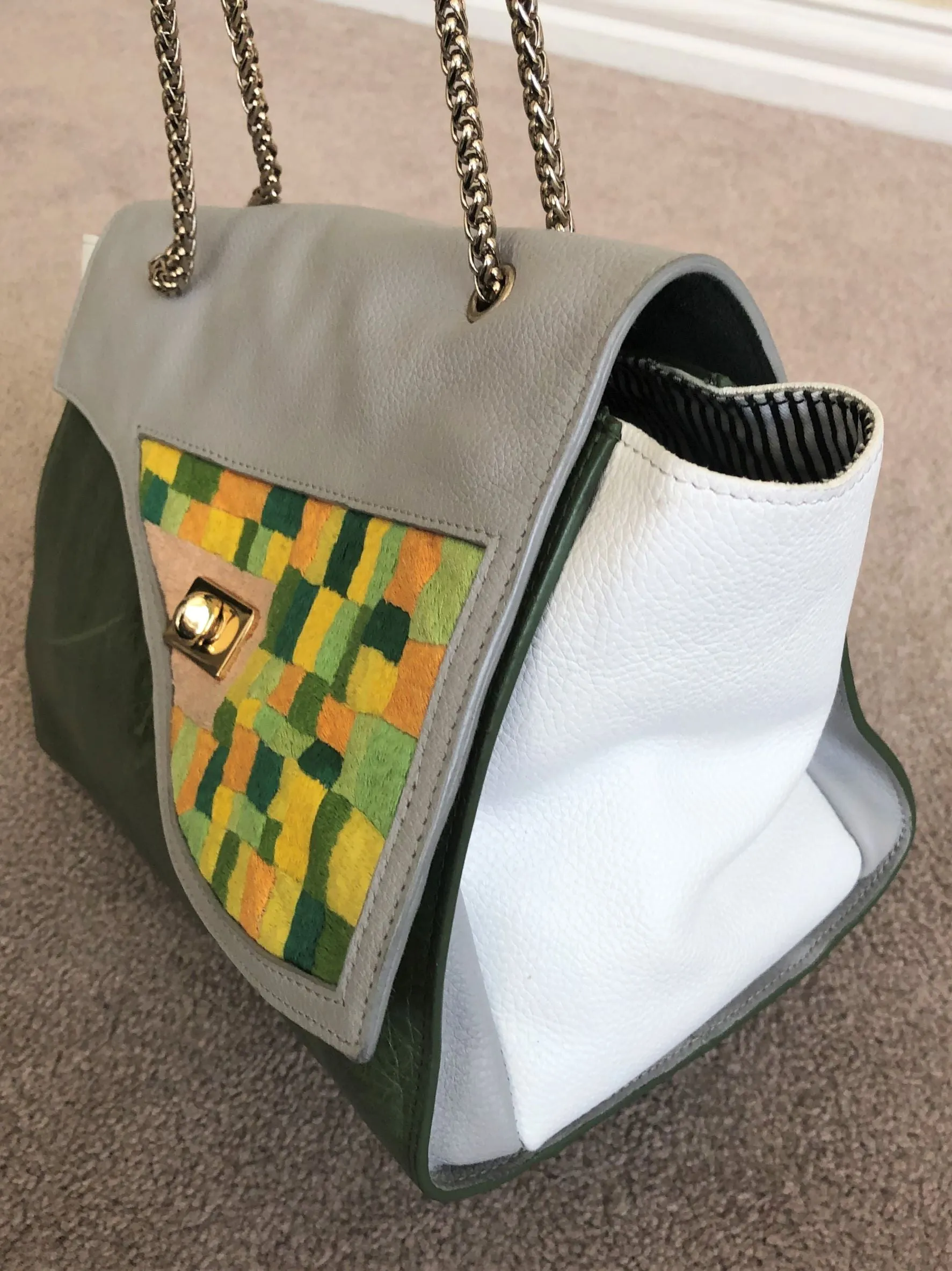 Lidia May Color Block Leather Cross Body Bag - RARE!