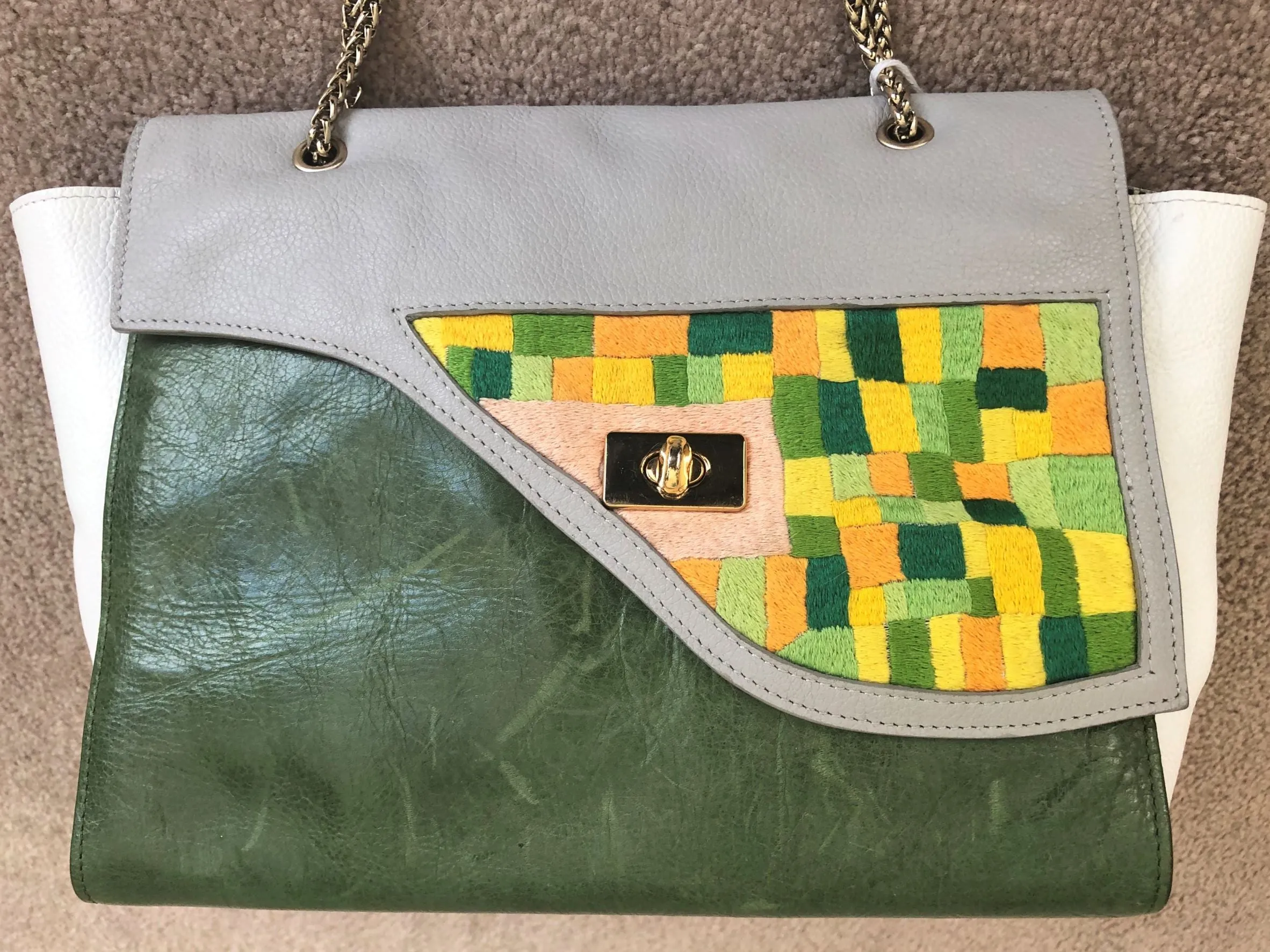 Lidia May Color Block Leather Cross Body Bag - RARE!