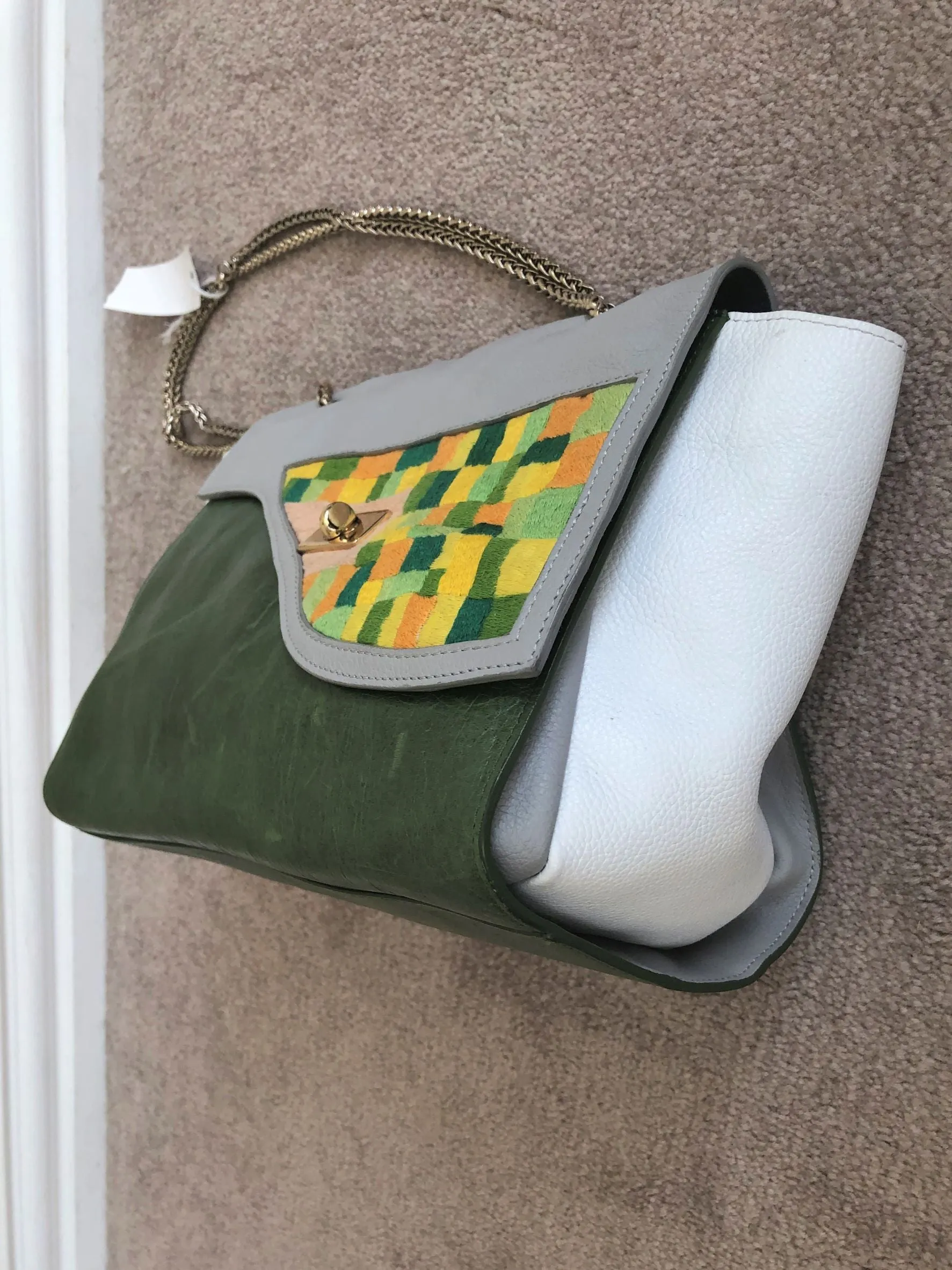 Lidia May Color Block Leather Cross Body Bag - RARE!