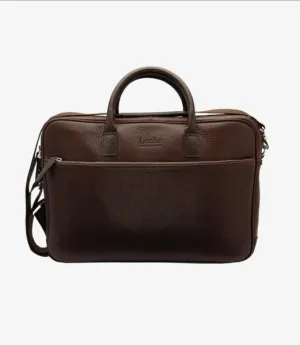 LOAKE WESTMINSTER DARK BROWN GRAIN LEATHER BRIEFCASE