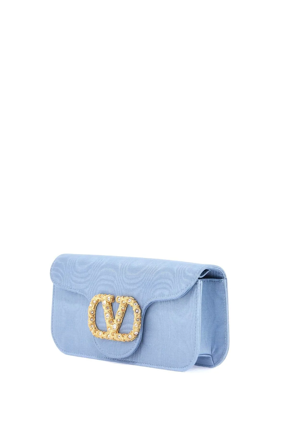 locò clutch in moire fabric 6W2B0R24LDG CLOUDY BLUE/CRYSTAL