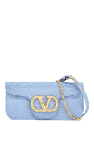 locò clutch in moire fabric 6W2B0R24LDG CLOUDY BLUE/CRYSTAL