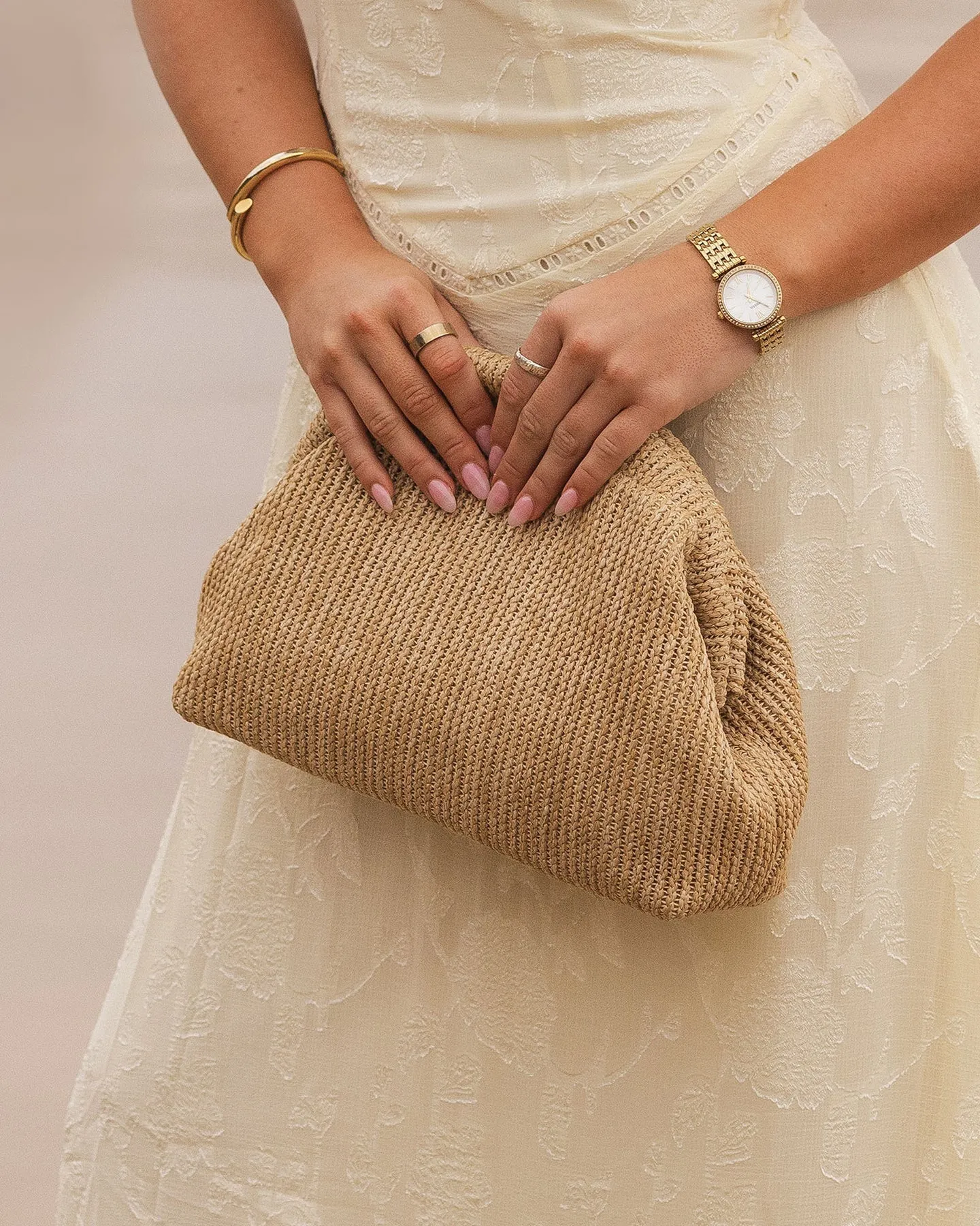 Lotus Clutch - Gold, Silver, Natural, Sage Green