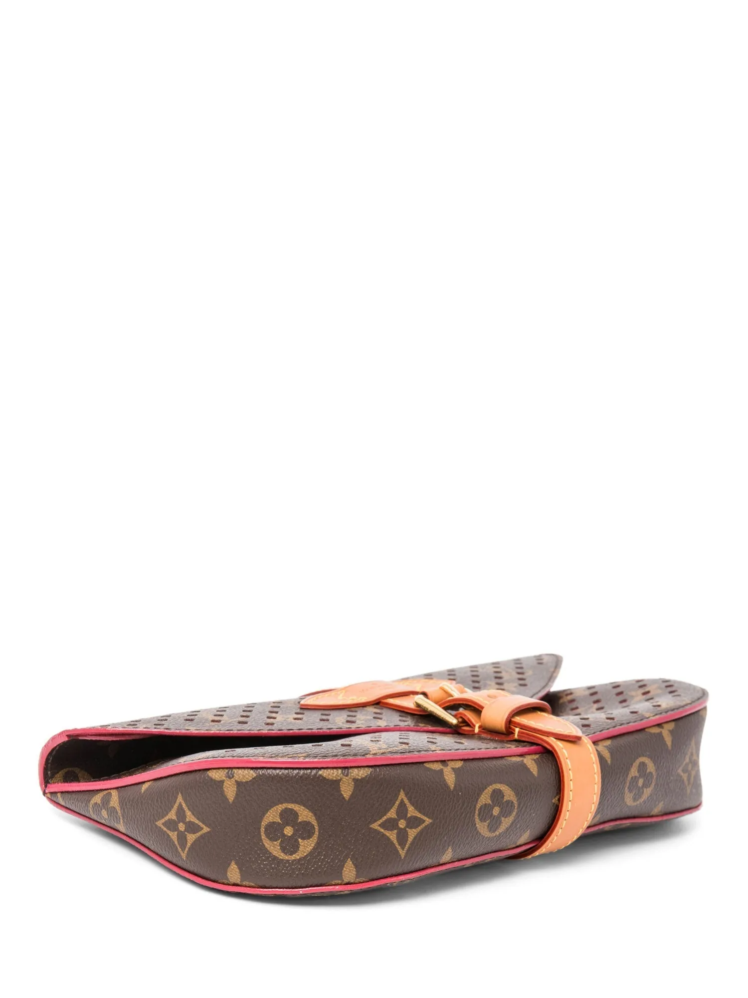 Louis Vuitton Monogram Perforated Clutch Bag Brown Red