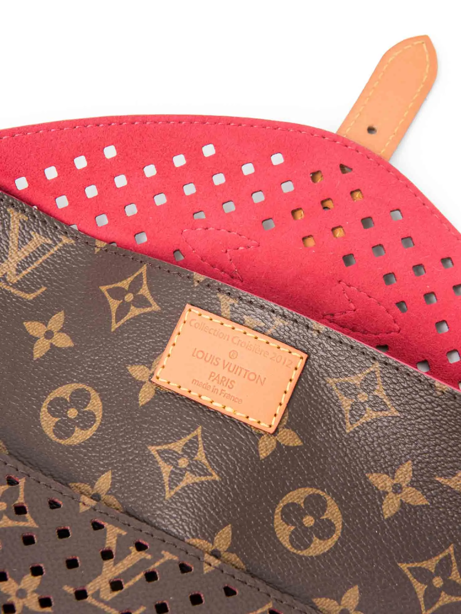 Louis Vuitton Monogram Perforated Clutch Bag Brown Red