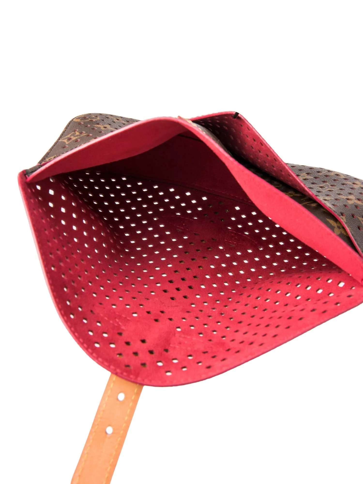 Louis Vuitton Monogram Perforated Clutch Bag Brown Red