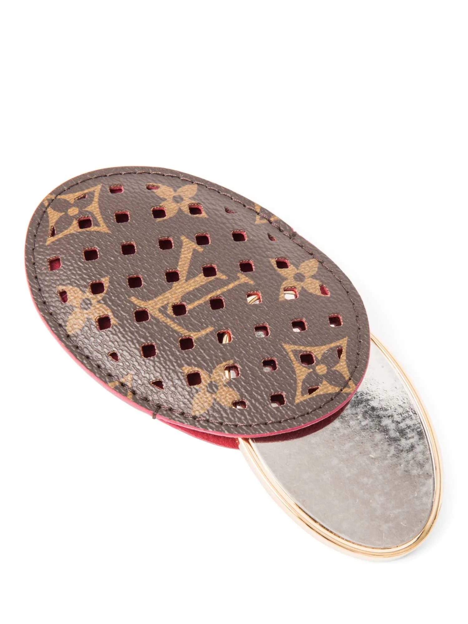 Louis Vuitton Monogram Perforated Clutch Bag Brown Red