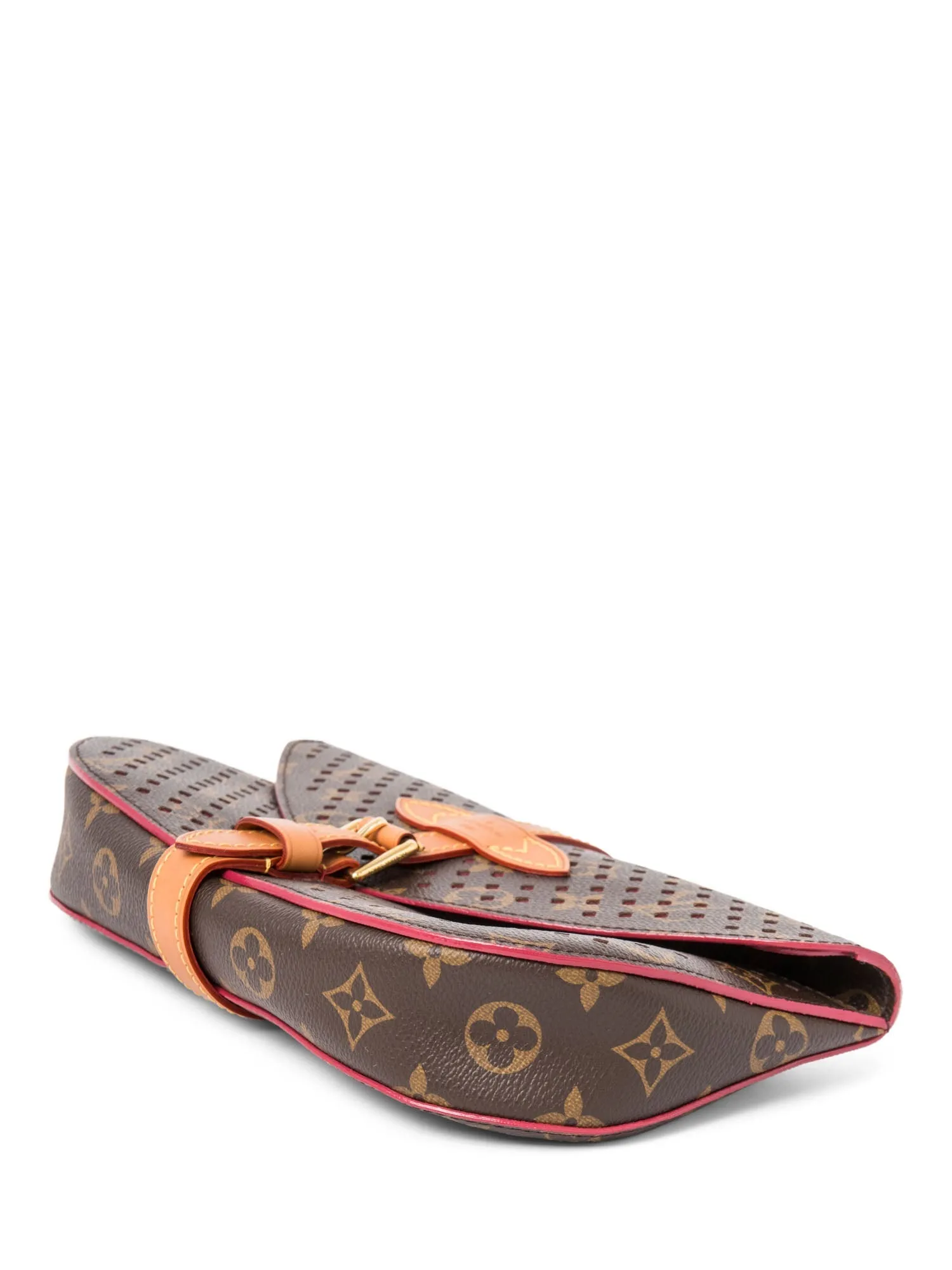 Louis Vuitton Monogram Perforated Clutch Bag Brown Red