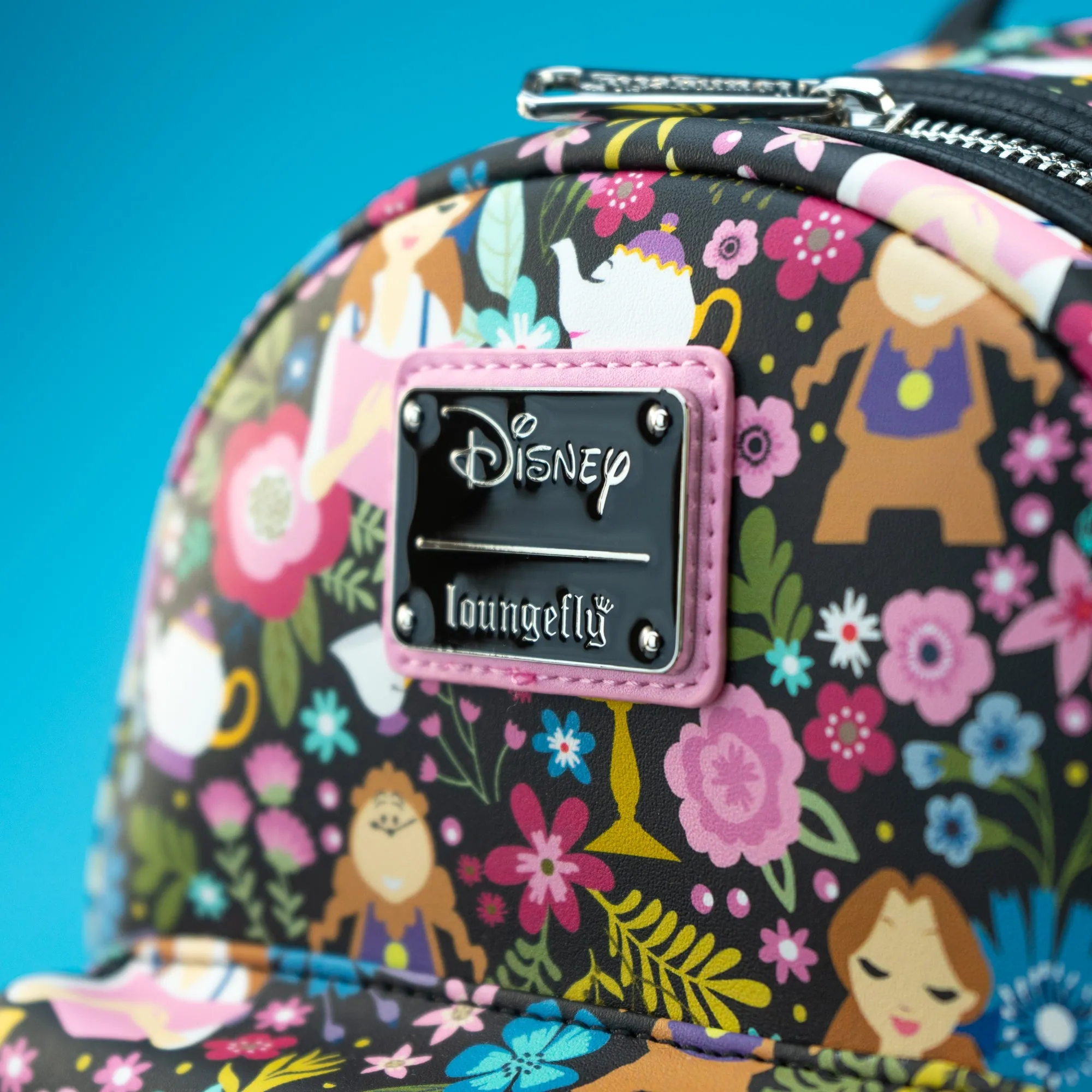 Loungefly x Disney Beauty and The Beast Belle Floral Print Mini Backpack