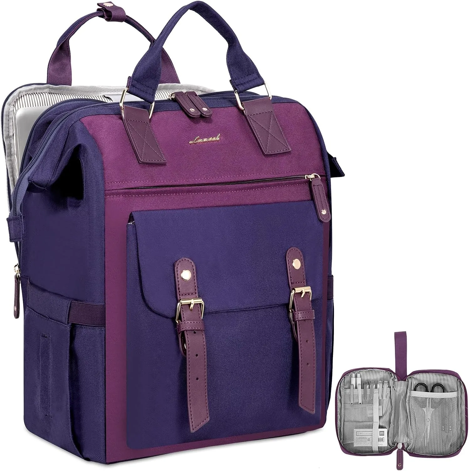 LOVEVOOK Laptop Backpack, Travel Bag with 17.3 inch Laptop Compartment, Water Resistant Teacher Nurse Doctor Work Bag, Anti-theft Daypack, Purple Blue