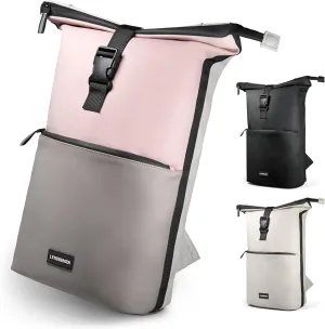 LYNDBERGEN Rolltop Backpack Men & Women - Fyn - Medium I Rolltop Backpack Waterproof 16L - 21L I Laptop Backpack with 17 Inch Laptop Compartment I Bicycle Backpack Reflective - Theft-Proof