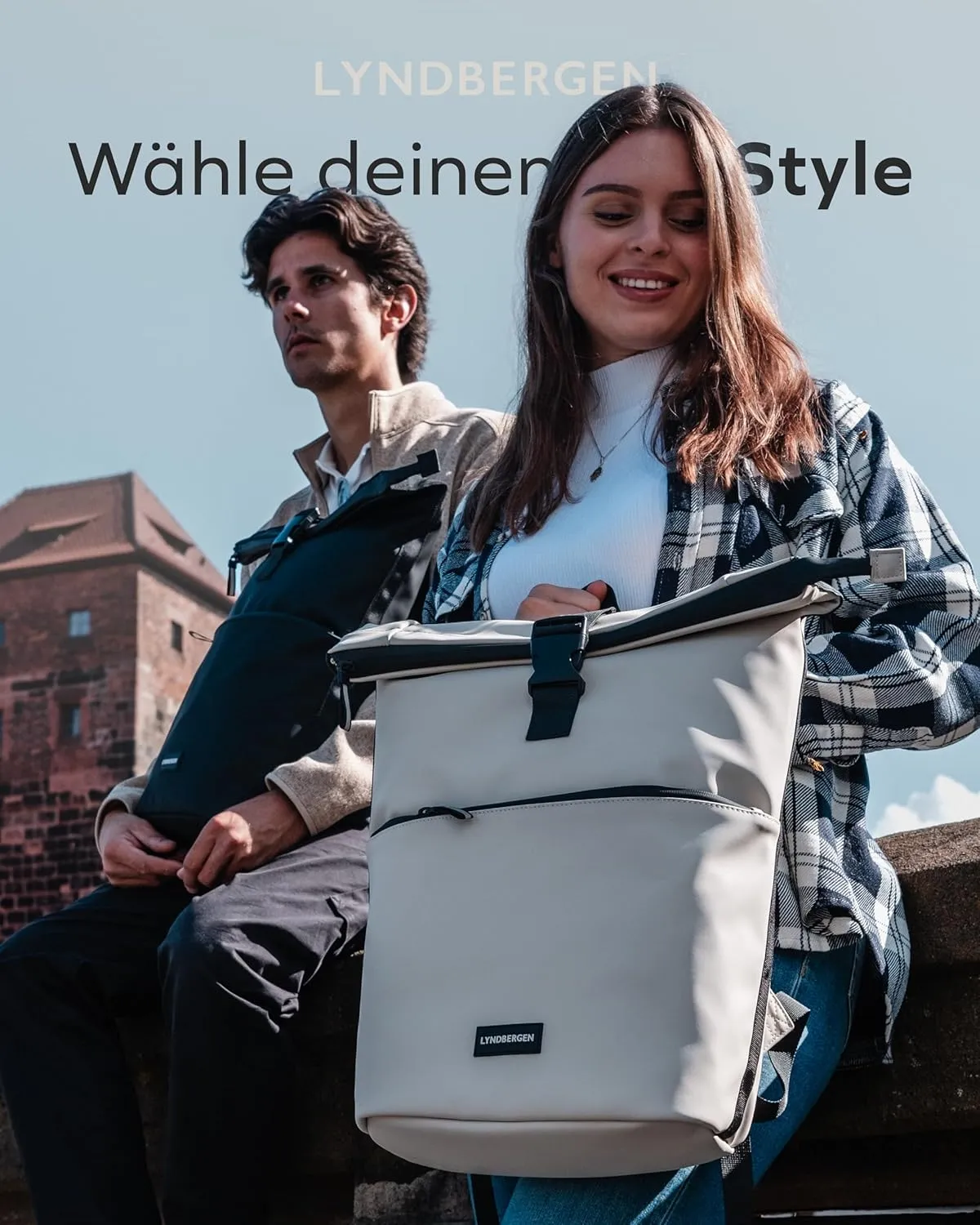 LYNDBERGEN Rolltop Backpack Men & Women - Fyn - Medium I Rolltop Backpack Waterproof 16L - 21L I Laptop Backpack with 17 Inch Laptop Compartment I Bicycle Backpack Reflective - Theft-Proof