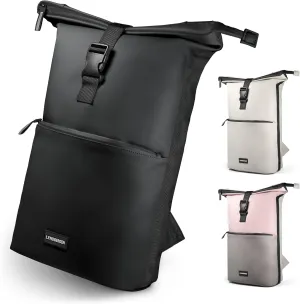 LYNDBERGEN Rolltop Backpack Men & Women - Fyn - Medium I Rolltop Backpack Waterproof 16L - 21L I Laptop Backpack with 17 Inch Laptop Compartment I Bicycle Backpack Reflective - Theft-Proof