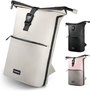 LYNDBERGEN Rolltop Backpack Men & Women - Fyn - Medium I Rolltop Backpack Waterproof 16L - 21L I Laptop Backpack with 17 Inch Laptop Compartment I Bicycle Backpack Reflective - Theft-Proof