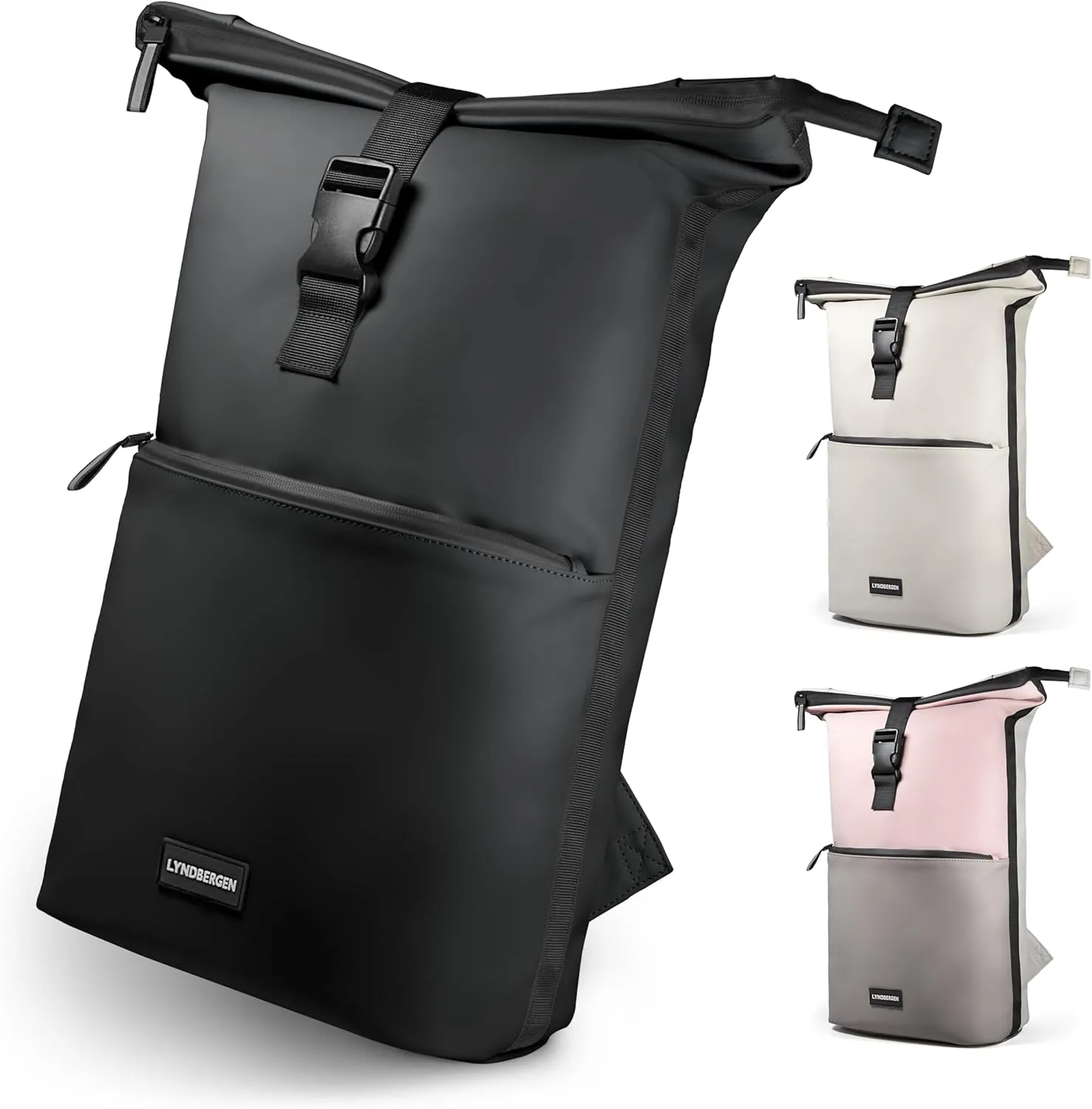 LYNDBERGEN Rolltop Backpack Men & Women - Fyn - Medium I Rolltop Backpack Waterproof 16L - 21L I Laptop Backpack with 17 Inch Laptop Compartment I Bicycle Backpack Reflective - Theft-Proof