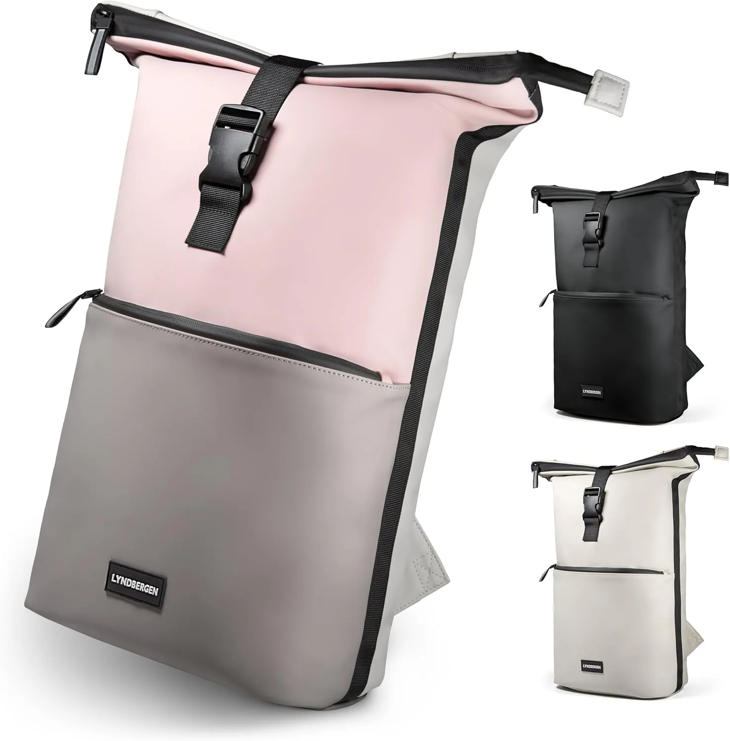 LYNDBERGEN Rolltop Backpack Men & Women - Fyn - Medium I Rolltop Backpack Waterproof 16L - 21L I Laptop Backpack with 17 Inch Laptop Compartment I Bicycle Backpack Reflective - Theft-Proof