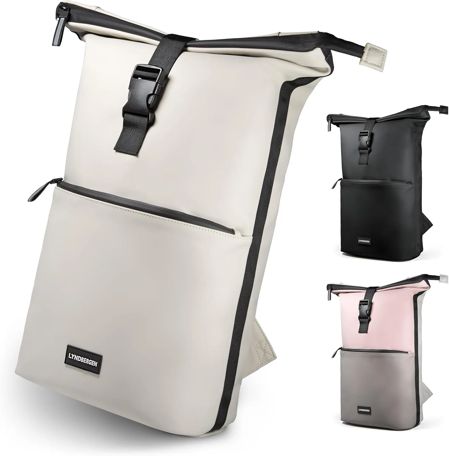 LYNDBERGEN Rolltop Backpack Men & Women - Fyn - Medium I Rolltop Backpack Waterproof 16L - 21L I Laptop Backpack with 17 Inch Laptop Compartment I Bicycle Backpack Reflective - Theft-Proof