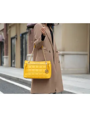 Mabel Luxe Eco-Friendly Quilted Vegan Leather Handbag with Chic Keychain