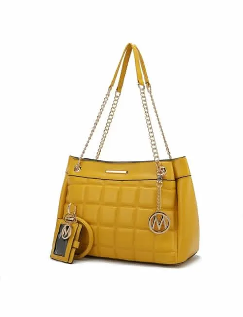 Mabel Luxe Eco-Friendly Quilted Vegan Leather Handbag with Chic Keychain