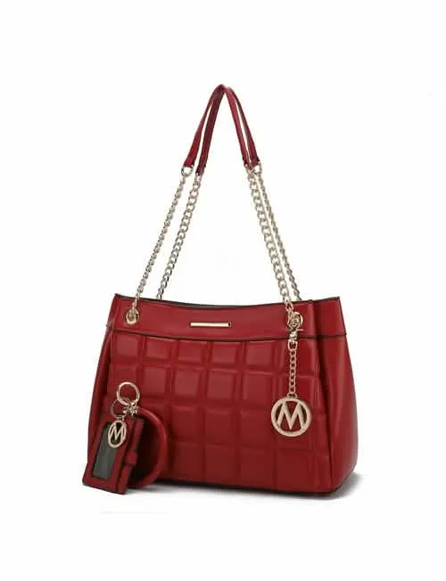 Mabel Luxe Eco-Friendly Quilted Vegan Leather Handbag with Chic Keychain