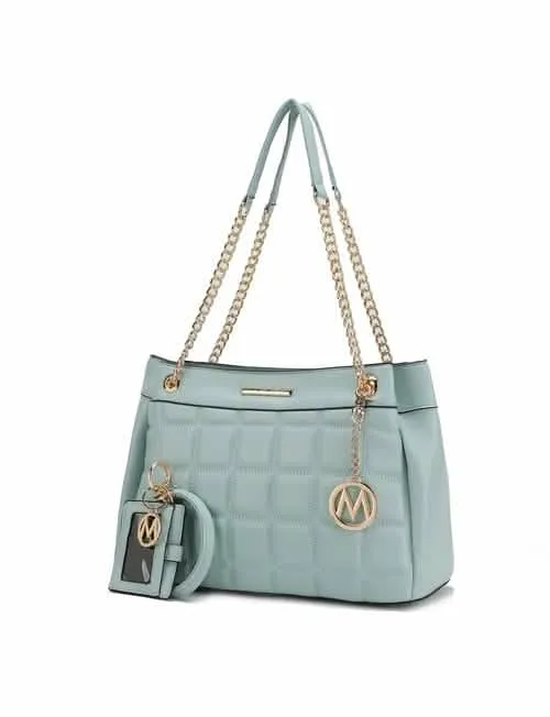 Mabel Luxe Eco-Friendly Quilted Vegan Leather Handbag with Chic Keychain