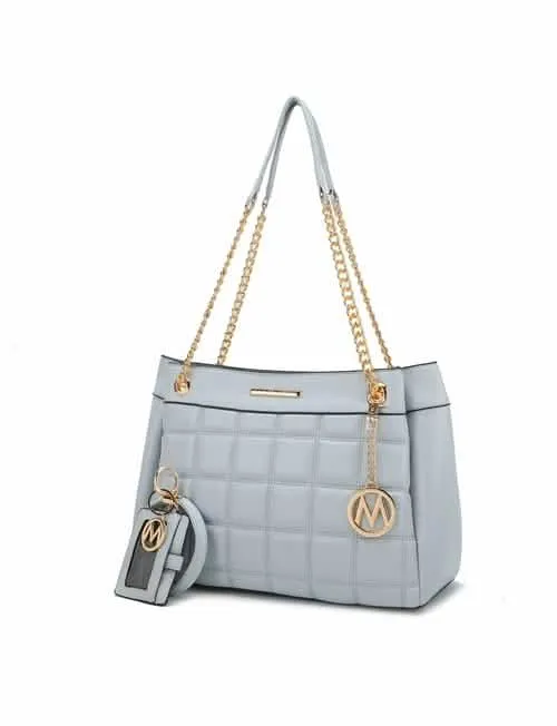 Mabel Luxe Eco-Friendly Quilted Vegan Leather Handbag with Chic Keychain