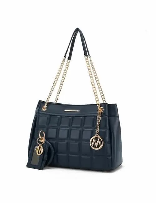 Mabel Luxe Eco-Friendly Quilted Vegan Leather Handbag with Chic Keychain