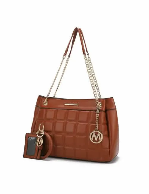 Mabel Luxe Eco-Friendly Quilted Vegan Leather Handbag with Chic Keychain