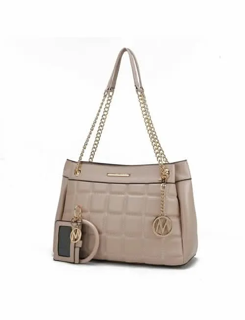 Mabel Luxe Eco-Friendly Quilted Vegan Leather Handbag with Chic Keychain