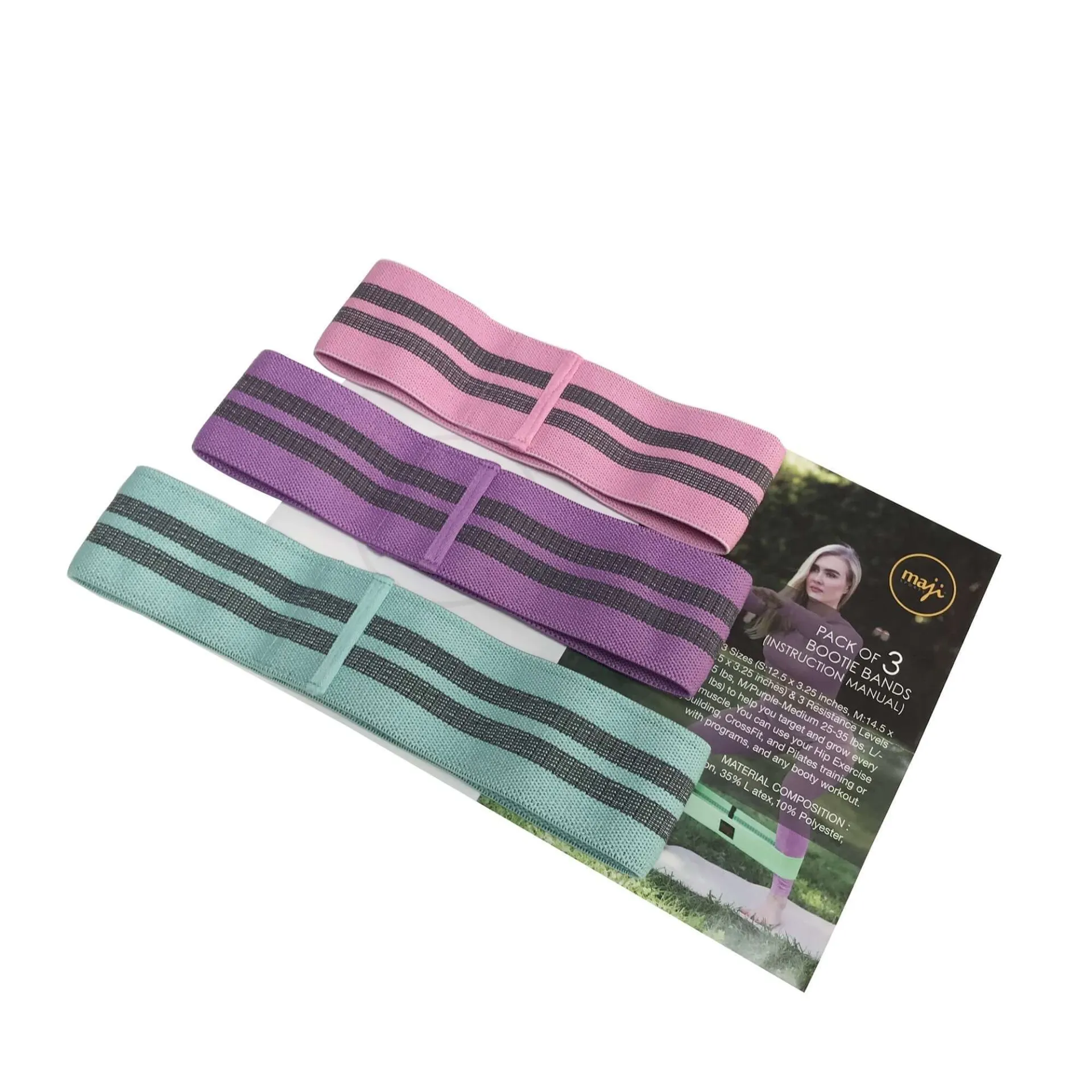 Maji Sports Pack of Three Booty Bands - 3 Sizes 3 Weights