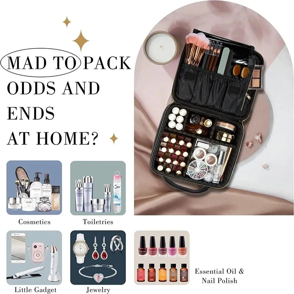 Make Up Travel Bag Adjustable Divider Compartments