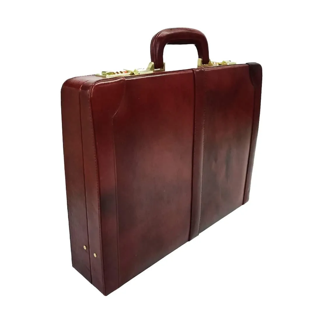 MANDAVA Leather Briefcase Executive Attache Slim Business Handbag Laptop MacBook Carry Case (Brown)