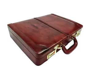 MANDAVA Leather Briefcase Executive Attache Slim Business Handbag Laptop MacBook Carry Case (Brown)