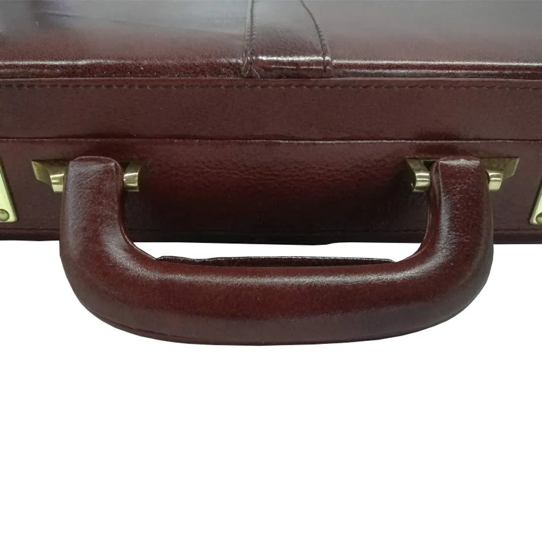 MANDAVA Leather Briefcase Executive Attache Slim Business Handbag Laptop MacBook Carry Case (Brown)