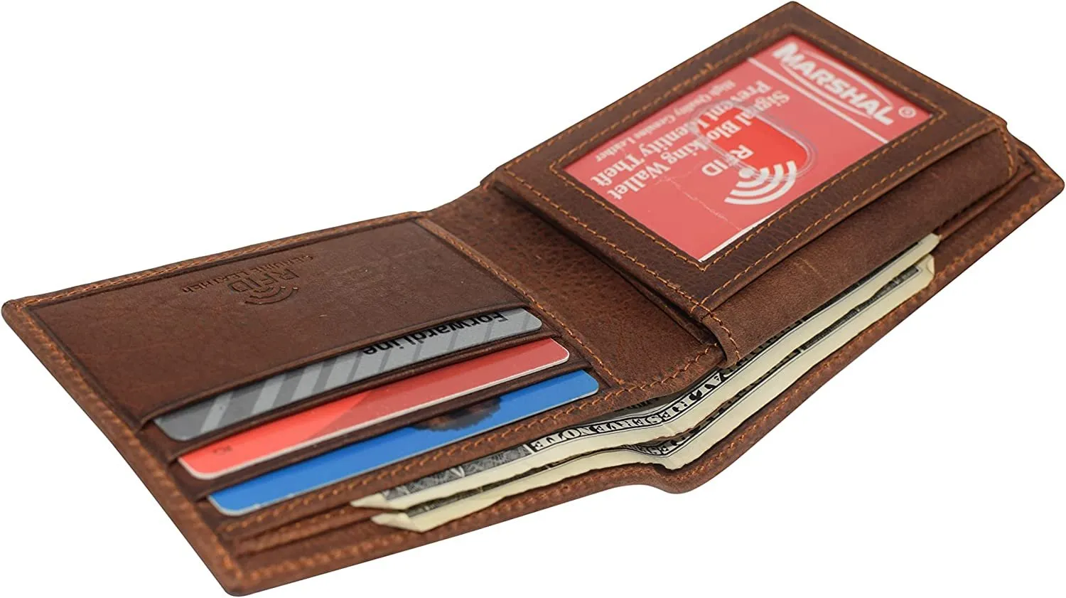 Marshal Jesus RFID Blocking Real Leather Bifold Trifold Wallet for Men (Bifold)