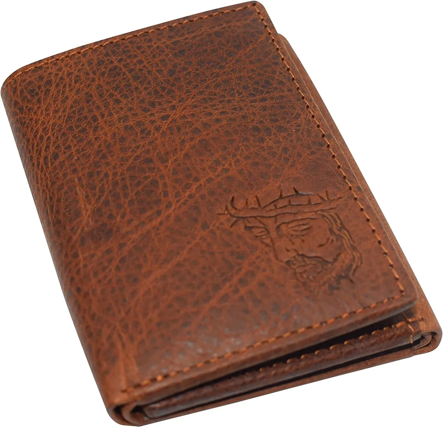 Marshal Jesus RFID Blocking Real Leather Bifold Trifold Wallet for Men (Bifold)