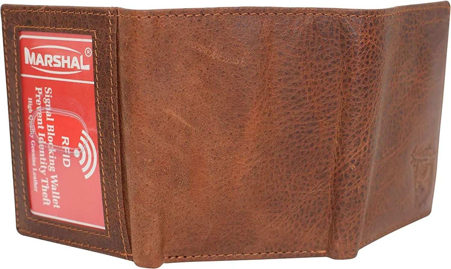 Marshal Jesus RFID Blocking Real Leather Bifold Trifold Wallet for Men (Bifold)