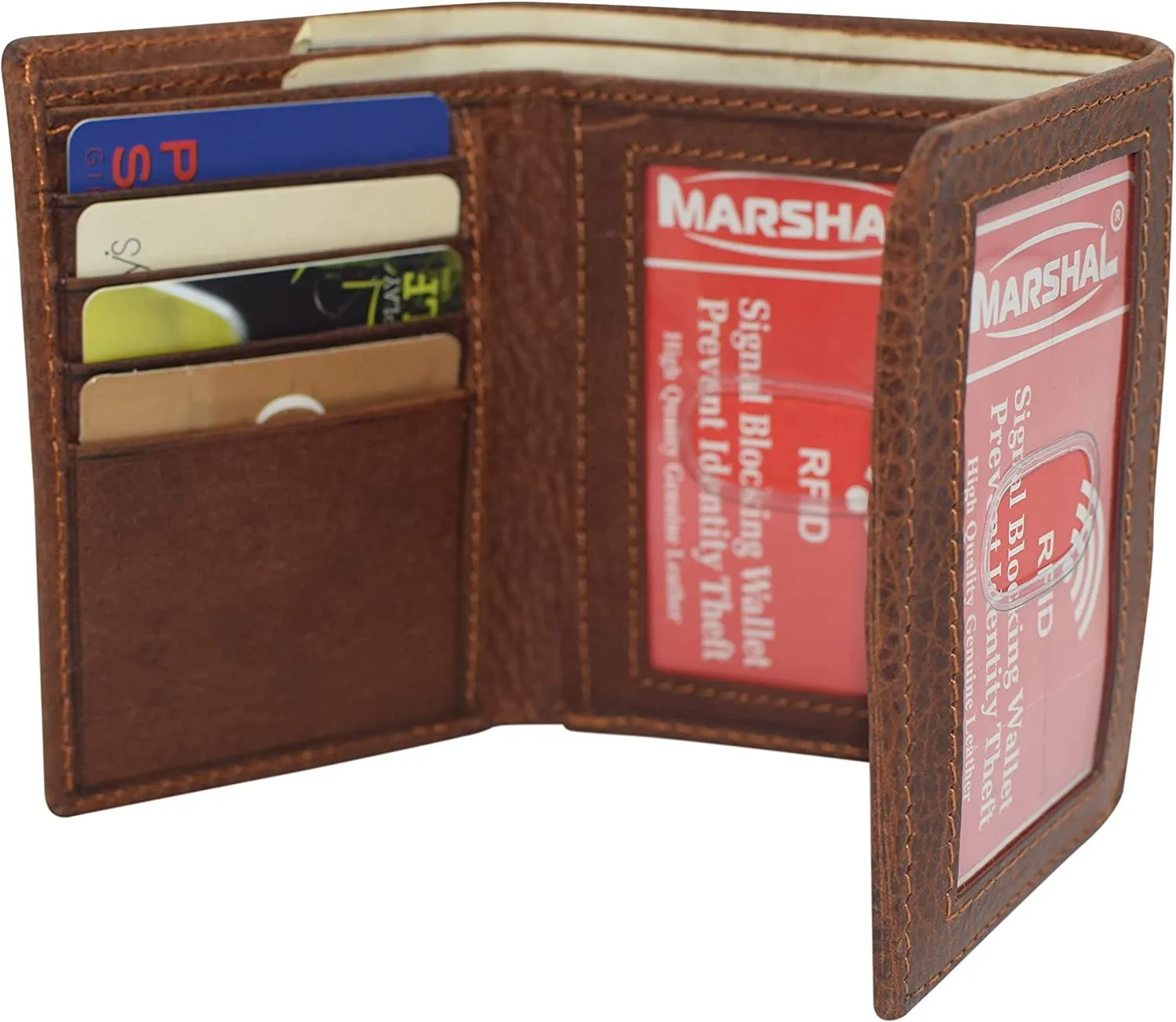 Marshal Jesus RFID Blocking Real Leather Bifold Trifold Wallet for Men (Bifold)