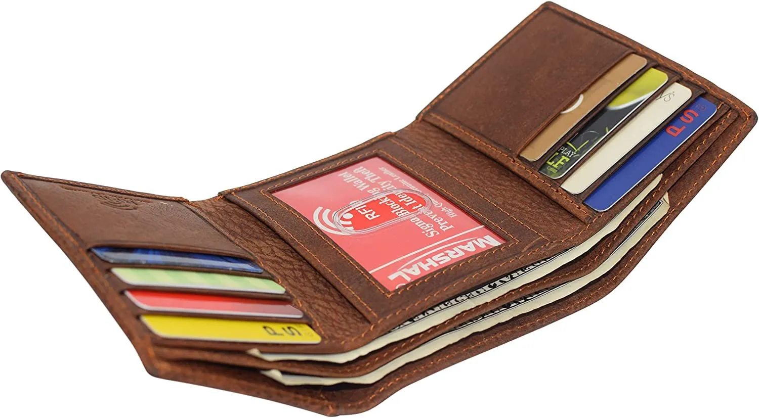 Marshal Jesus RFID Blocking Real Leather Bifold Trifold Wallet for Men (Bifold)