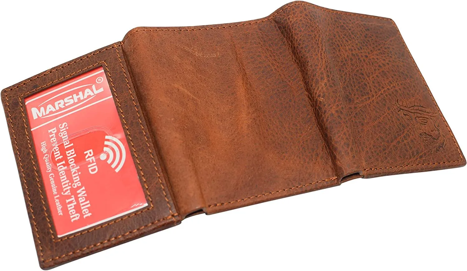 Marshal Jesus RFID Blocking Real Leather Bifold Trifold Wallet for Men (Bifold)