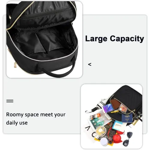 MATEIN Mini Backpack for Women, Waterproof Stylish Daypack Purse Shoulder Bag with USB Charging Port, Lightweight Small Casual Daily Travel Backpack for Ladies Teen Girls, 2pcs Sets, Black