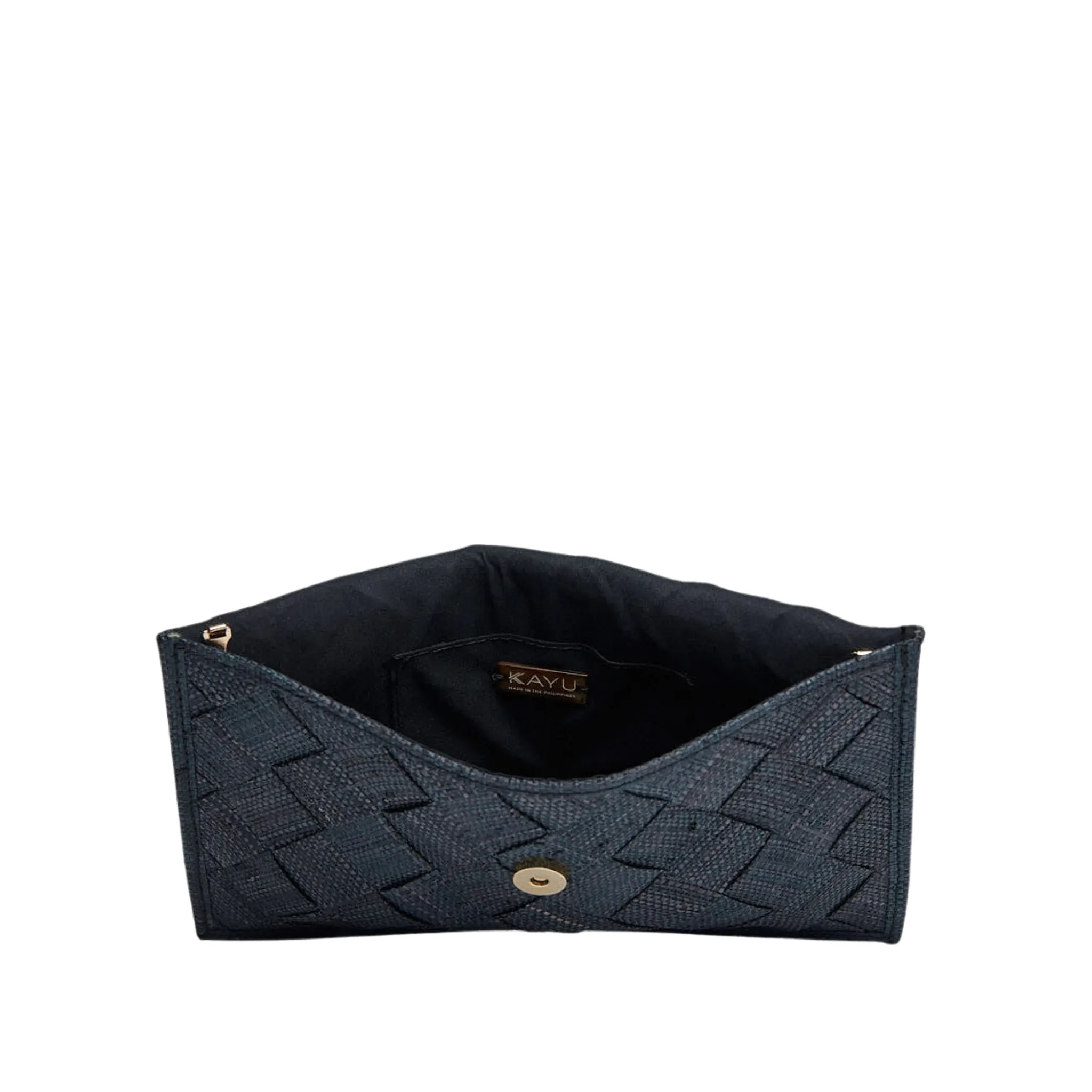 Mattie Straw Envelope Clutch Bag in Black
