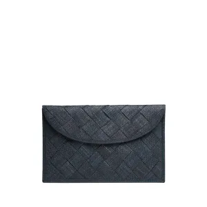 Mattie Straw Envelope Clutch Bag in Black