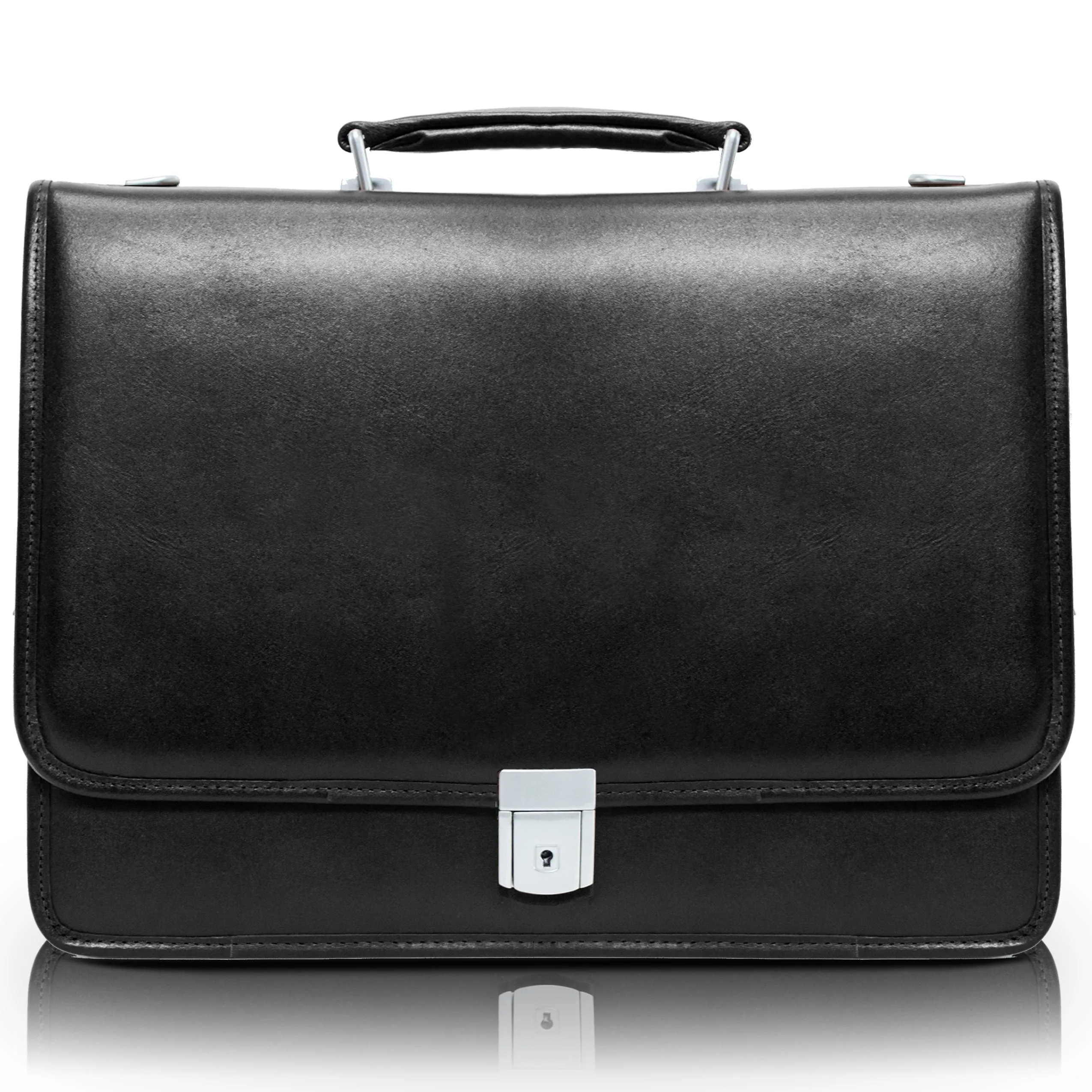 McKlein LEXINGTON 15" Leather Flapover Double Compartment Briefcase